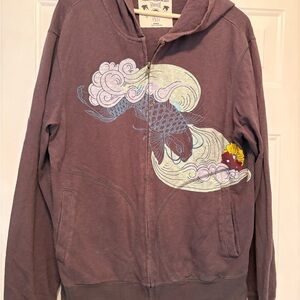 Guess Jeans brand Grey Hoodie with Koi Fish Design